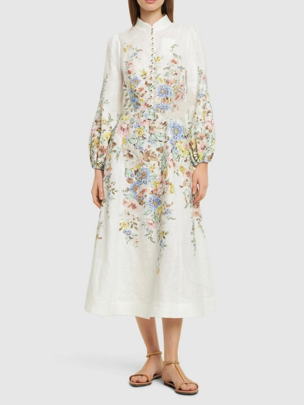 Zimmermann Matchmaker Floral Linen Midi Dress size 0/us size 4 - Picture 2 of 14